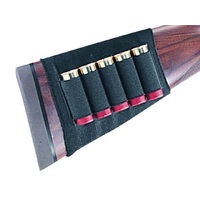 Uncle Mikes Buttstock Shell Holder Shotgun Open Style 5 Rnd - Black W Flap #um88491