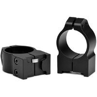 Warne Hunting Rifle Ring Mount 1 Inch Ruger 1 Medium Pa Rings W Scalloped Recoil Control Key - Black Matte #1rm