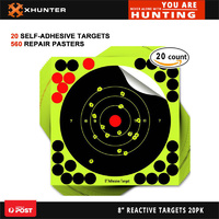 Xhunter 8" 22cm Reactive Shooting Target Self-adhesive Bull Targets 20pk