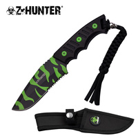 Z Hunter Tactical Partial Serrated Fixed Blade Knife - K1 Handle With Lanyard #zb-121C