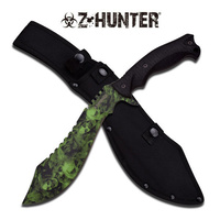 Z Hunter Tactical Hunting 15 Inch Machete - Green Skull Camo Coated Blade #zb-117Gn