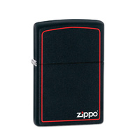 Zippo Classic Logo And Border Refillable Lighter - Matte Black #90218zb