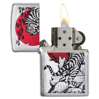 Zippo Brushed Chrome Tiger Sun Lighter - Windproof #99371