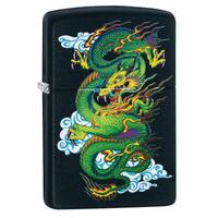 Zippo Black Matte Green Dragon Lighter - Refillable #99369