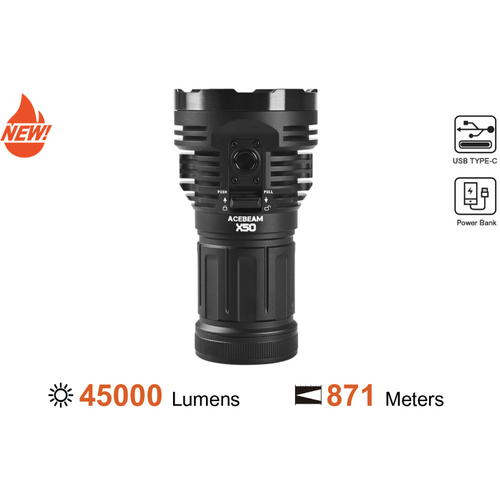 Acebeam 45000 Lumens X50 2.0 Pd Power Bank Flashlight - Waterproof #X50 2.0