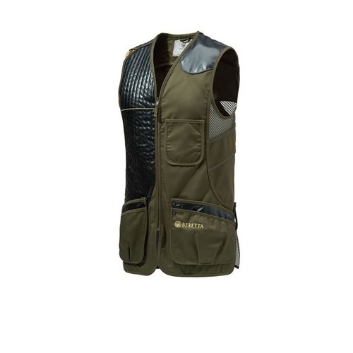 Beretta Sporting Vest - Cotton And Mesh W Leather Patch Dark Olive #gt691-02113-072a [4xl]
