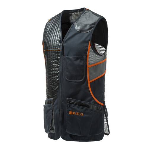Beretta Sporting Vest - Cotton And Mesh W Leather Patch Black Orange #gt691-02113-0945 [L]