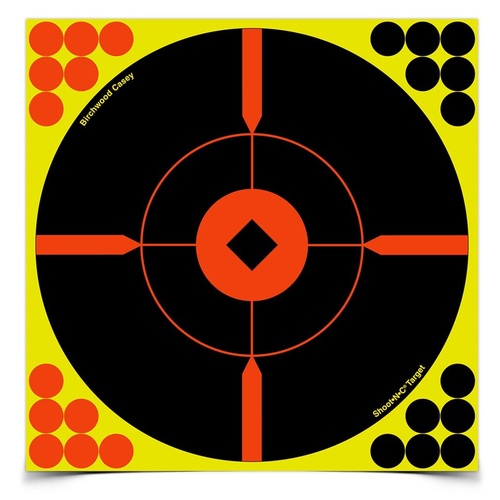 Birchwood Casey Shoot-N-C Bulls Eye Reactive Self Adhesive Shooting Target - 12 Inch 5 Targets 120 Pasters #34015