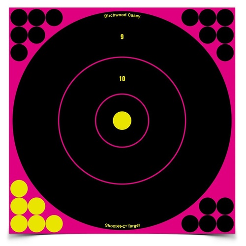 Birchwood Casey Shoot-n-c Self-adhesive Bullseye Paper Shooting Targets - 12 Inch Black/pink 5 Pack #34027