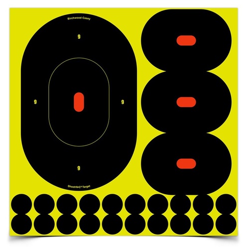 Birchwood Casey Shoot-N-C Self Adhesive Paper 9 Inch Silhouette Shooting Target - 5 Sheets Pack 100 Pasters #34905