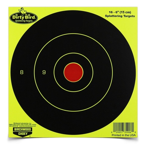 Birchwood Casey Dirty Bird Chartreuse 6 Inch Bullseye Targets - 16 Sheets #bc-35906