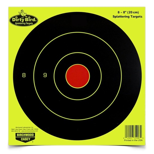 Birchwood Casey Dirty Bird Chartreuse 8 Inch Bullseye Targets - 8 Sheets #bc-35908