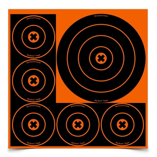 Birchwood Casey Big Burst Bullseye 8 Inch 4 Inch Targets - 3 Sheets #bc-36818