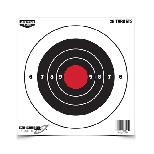 Birchwood Casey Eze-Scorer 8 Inch Bullseye Paper Target - 5 Sheets 26 Targets #bc-37826