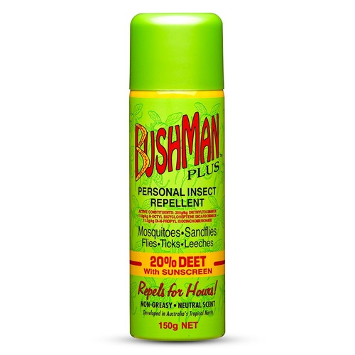 Bushman Plus Aerosol Personal Insect Repellent 12Pack 150g 20 Deet Sunscreen BP0150A