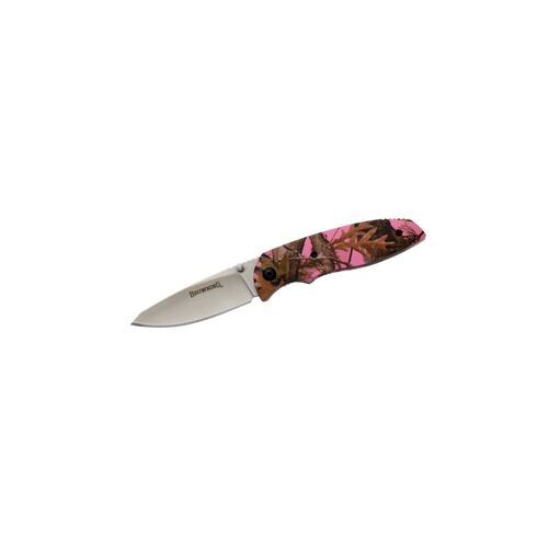 Browning Drop Point Liner Lock Folding Blade Knife - Pink Camo 6.25 Inch Overall #3220250