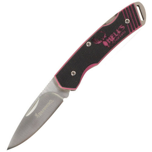Browning Hell's Belles Drop Point Folding Pocket Knife - Pink 3.63 Inch #322748