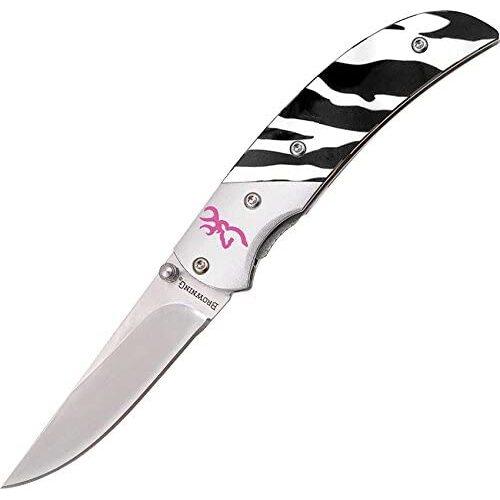 Browning Safari Prism Gen 2 Linerlock Folding Knife - Zebra Print 5.75 Inch Overall #322776