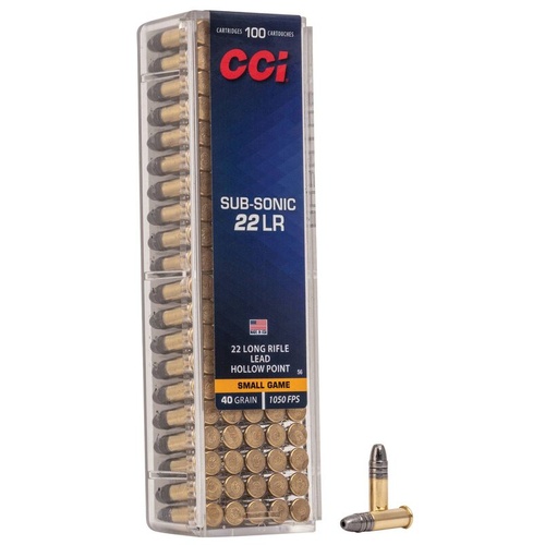 Cci Sub-sonic Hp 22 Lr Lead Hollow Point Bullet - 40 Grain 1050 Fps 100pk #C56