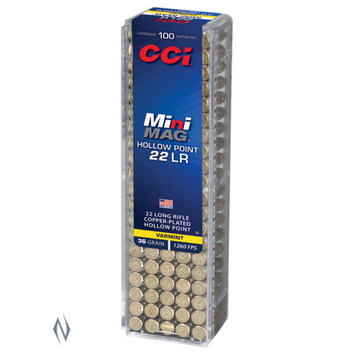 Cci Mini-mag 22lr 36gr Hv Copper-plated Hp Ammo For Varmint Hunting 100 Pk #c31
