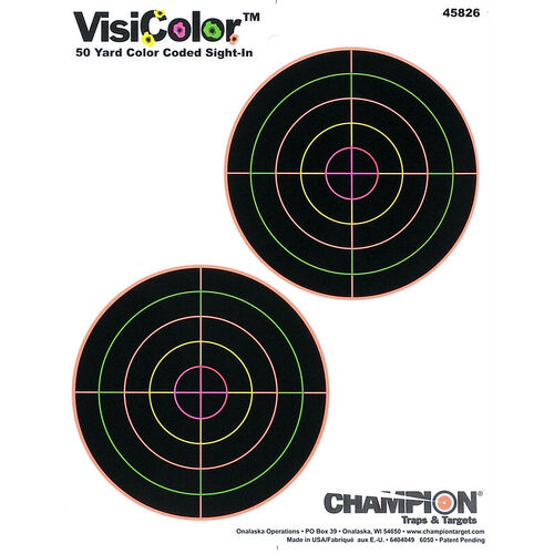 Champion Hunting Shooting Visicolor Double Bull High Visibility Target - 5 Inch 10 Pack Multi-colored #ch45826