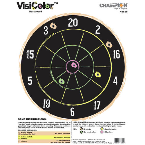 Champion Hunting Shooting Durable High Visibility Target Visicolor Dartboard - 10 Pack Multi-colored #Ch45825