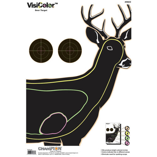 Champion Hunting Shooting Durable High Visibility Target Visicolor Deer - 10 Pack Multi-colored #Ch45823