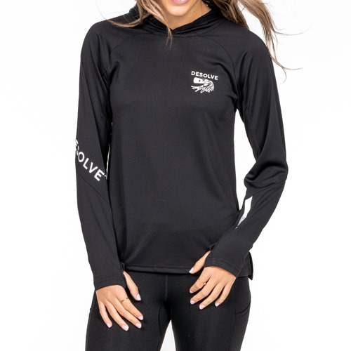 Desolve Ahi Fish Face Hoodie Womens Made From 19 Recycled Plastic Bottles - Black #dsv124301 [8]