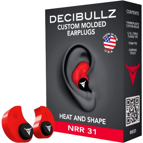 Decibullz Custom Molded Earplugs Nrr 31db Red