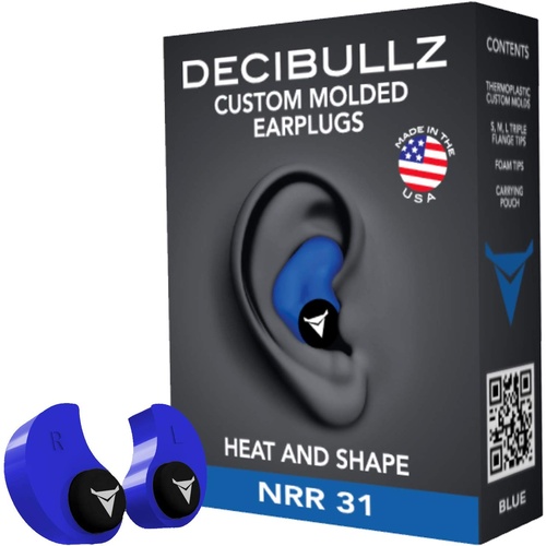 Decibullz Custom Molded Earplugs Nrr 31db Blue