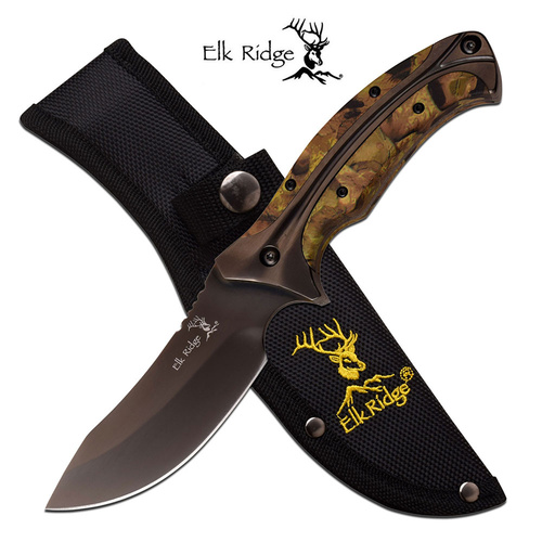 Elk Ridge Woodline Skinner Knife - Camo 100Mm Blade #k-Er-560Ca