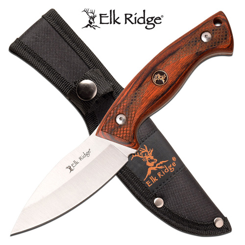 Elk Ridge Hunting Knife - Brown Pakkawood Handle 90Mm Blade #k-Er-200-22Br