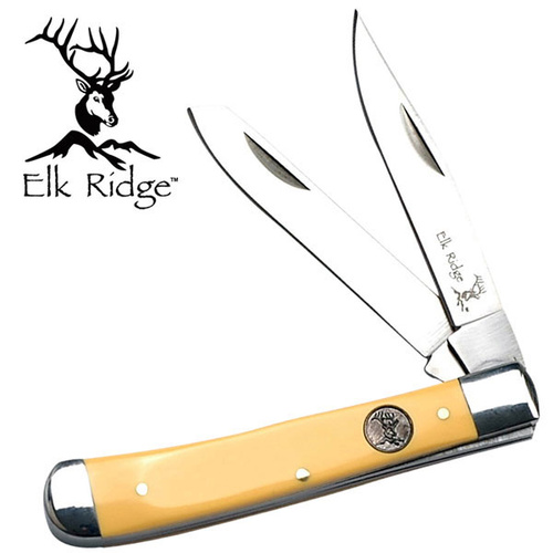 Elk Ridge Clip Point Gentleman's Folding Satin Trapper Knife - 2 Blades #er-220My