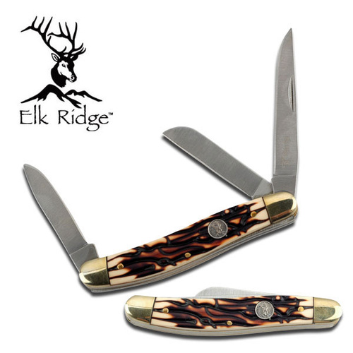 Elk Ridge Pocket Folding Gentleman's Satin Stockman Knife - 3 Blades #er-323I