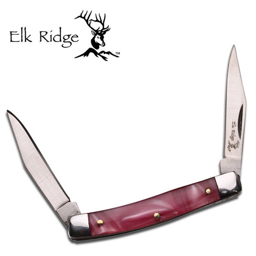 Elk Ridge Pocket Folding Mirror Blade Gentleman's Knife - 2 Clip Point Blades #er-211Pk