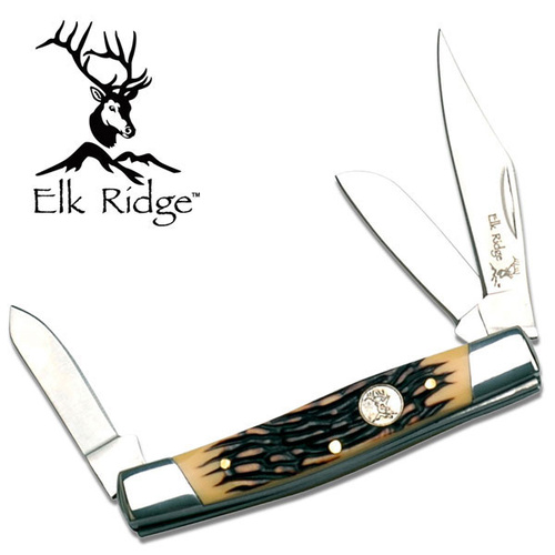 Elk Ridge Pocket Folding Gentleman's Mirror Stockman Knife - 3 Blades #er-043I