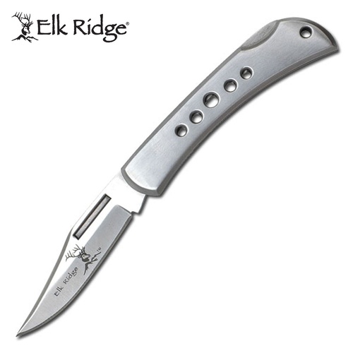 Elk Ridge Clip Point Folding Gentleman's Knife - Silver 5.5 Inches Overall #er-125S