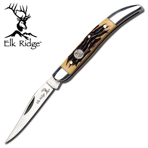 Elk Ridge Clip Point Hunting 6 Inch Folding Knife - Simulated Bone Handle #er-110I