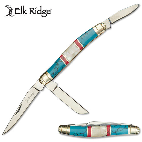 Elk Ridge 6 Inch Small Stockman Pocket Knife - Mop Stone Handle W 3 Blades #er-953Bmop