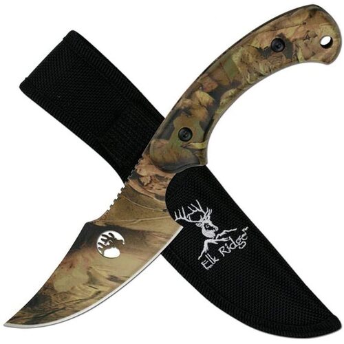 Elk Ridge Persian Fixed Blade Hunting Knife W Sheath - 8 Inch Camo #ta-28