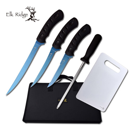 Elk Ridge Hunting Fishing Titanium Fillet Knife Set - 5 Piece #k-Er-926