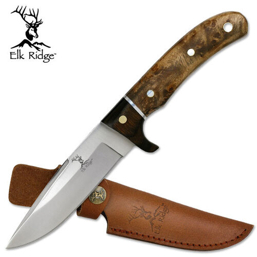 Elk Ridge 9.25 Inch Drop Point Fixed Blade Knife - W Leather Sheath #er-065