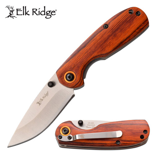 Elk Ridge 6.25 Inch Hunting Manual Lock Folding Knife - Pakkawood Handle #er-966Br