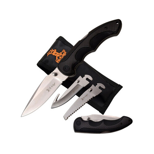 Elk Ridge 8.35 Inches Overall Blade Manual Folding Knife W Nylon Sheath - Black #er-942Bk