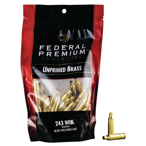Federal Unprimed Brass 243 Win Rifle Brass Cases - 50 Pack #fup243