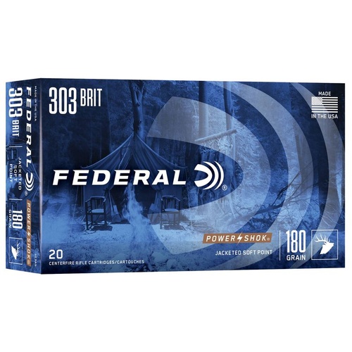 Federal 303 British Power-shok Rifle Jacketed Soft Point - 180 Grain 2460 Fps 20pk #303as