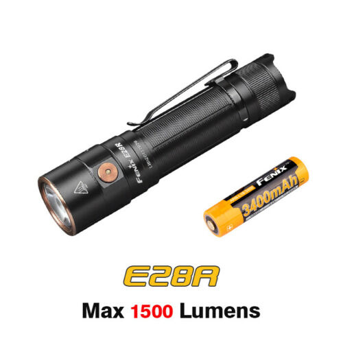 Fenix 1500lumens Rechargeable 18650 Edc Flashlight - Black Micro Usb Type-c & Battery Included #e28r