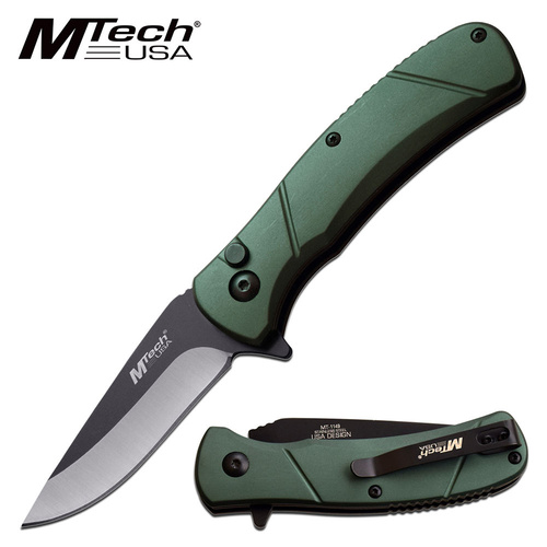 Mtech Ball Bearing Folding Knife - Green Anodized Aluminum Handle #k-Mt-1149Gn