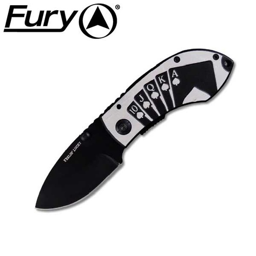 Fury Feelin Lucky Folding Pocket Knife - Black And White #32220
