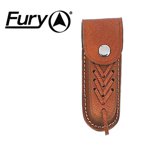 Fury Quality Leather Folding Knife Pouch Sheath Pocket - Brown 125Mm Blade W Belt Hole #15555